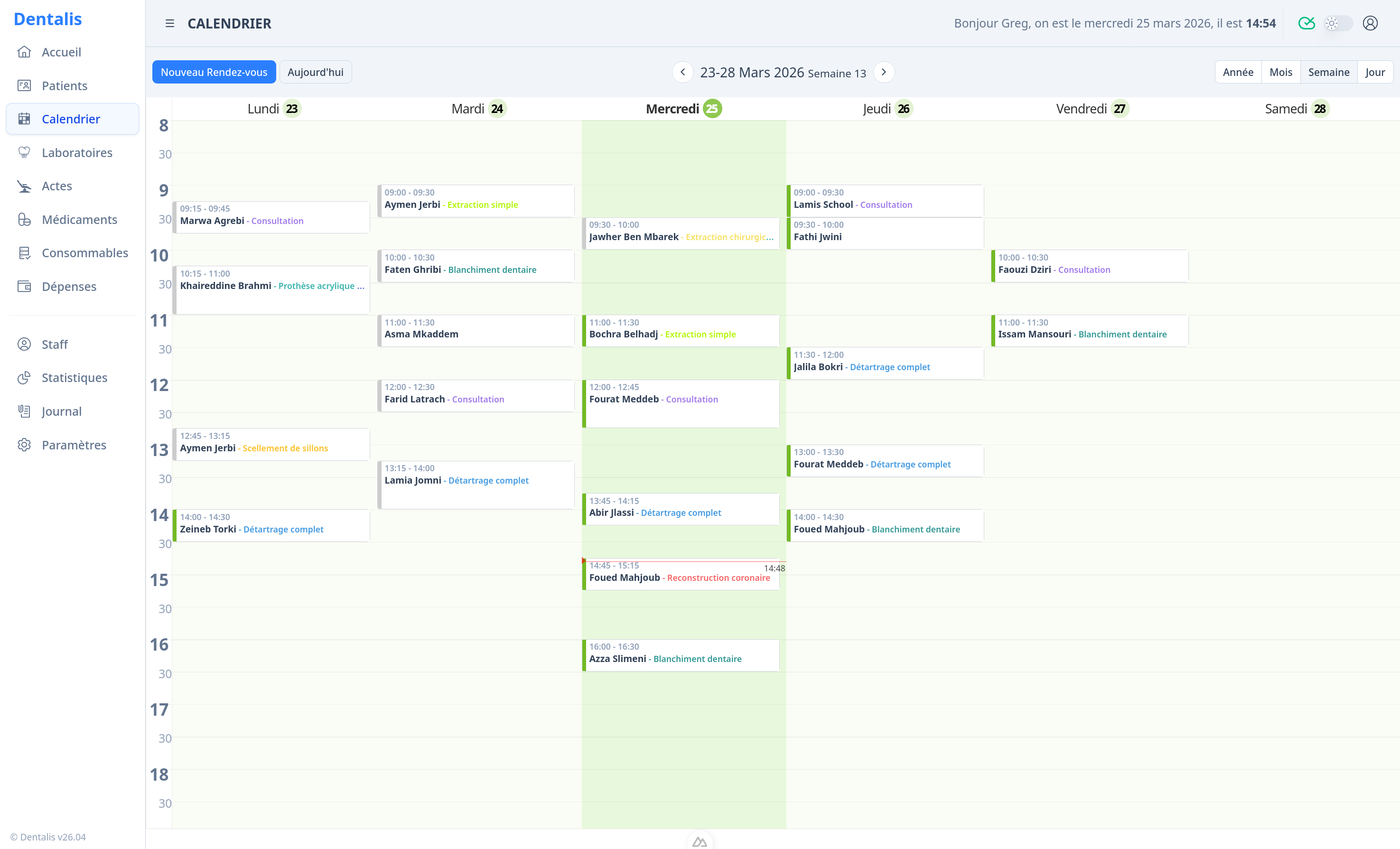 Calendrier des rendez-vous