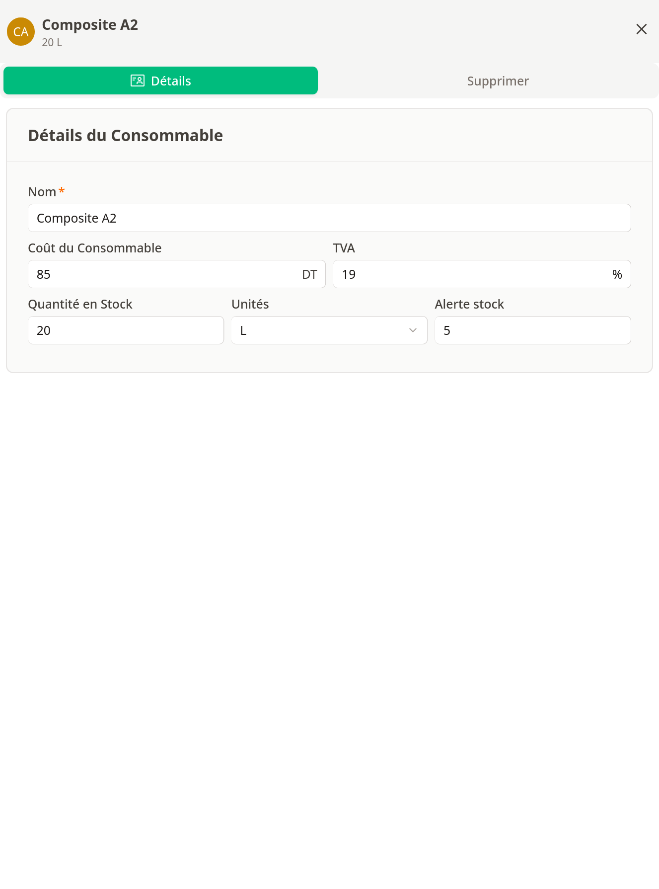 Création de consommable