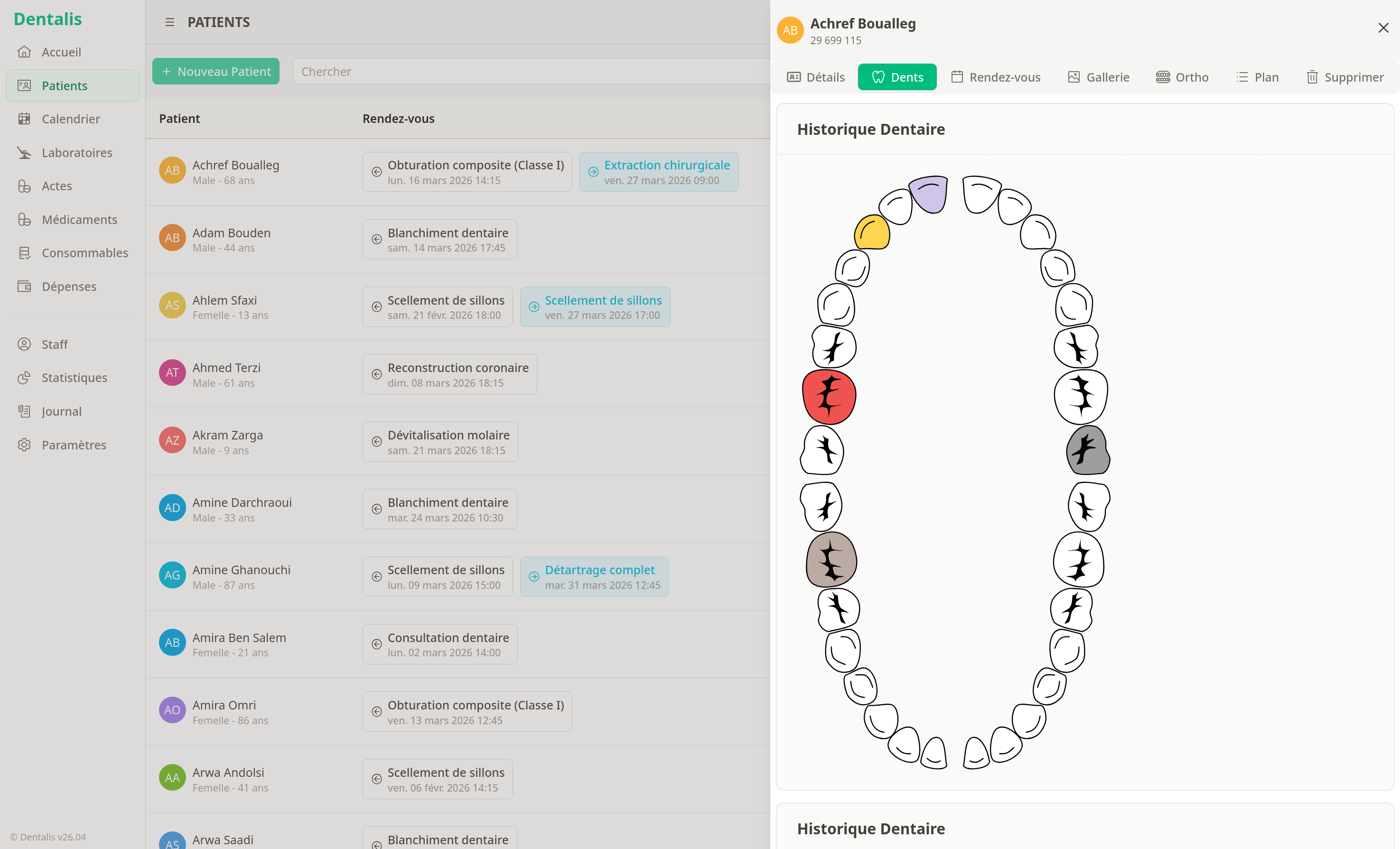 Schéma dentaire interactif