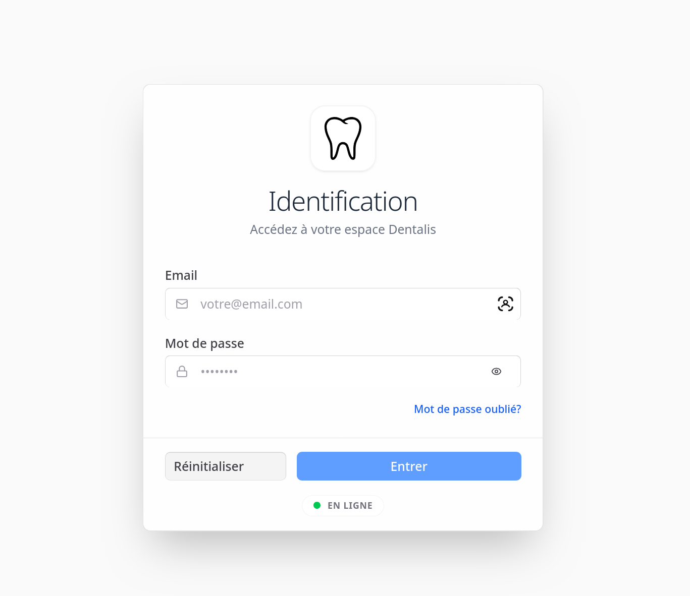 Fenêtre de connexion